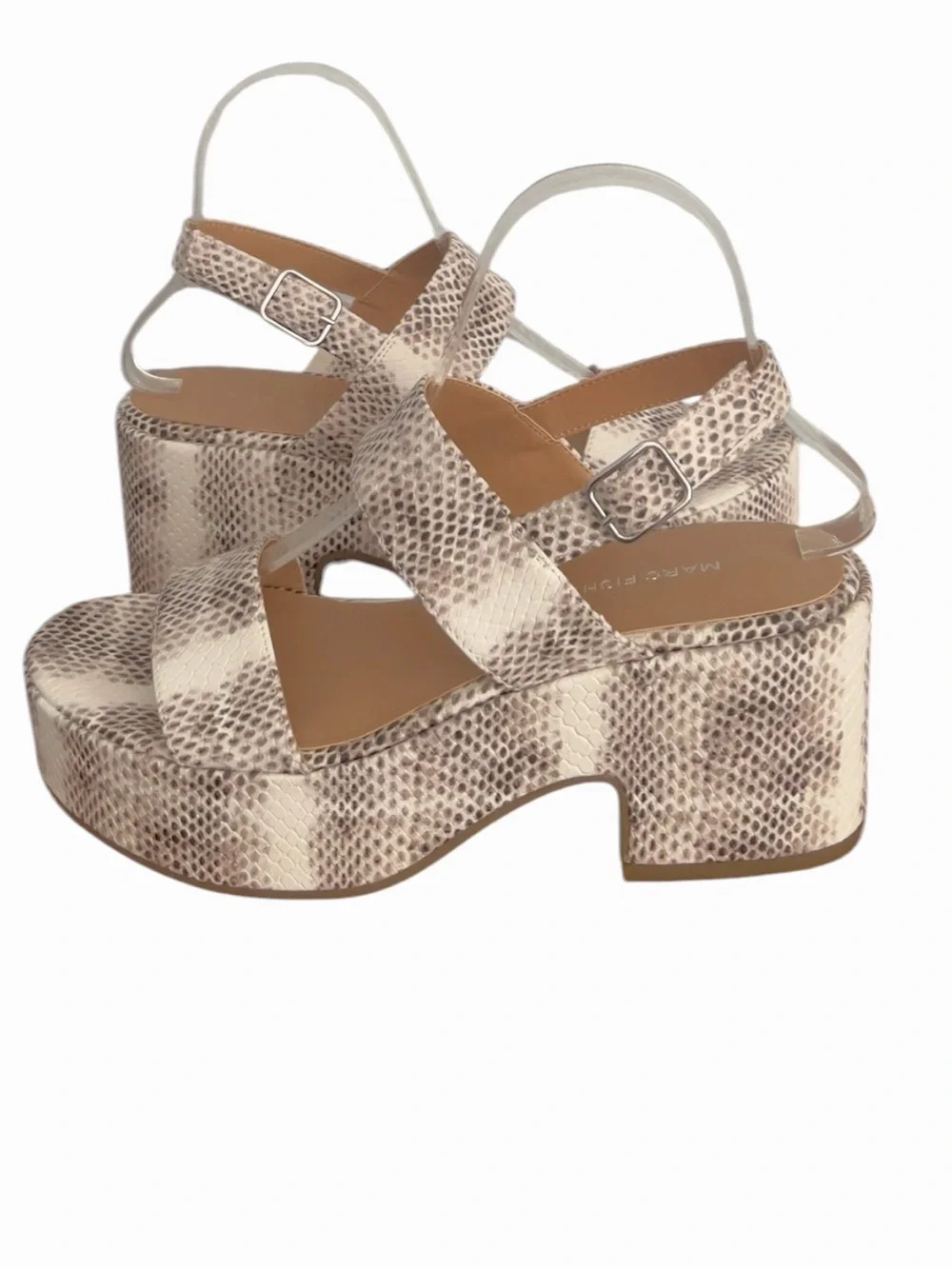 New Marc Fisher Panache Snakeskin Print Platform Sandals - Size 7.5